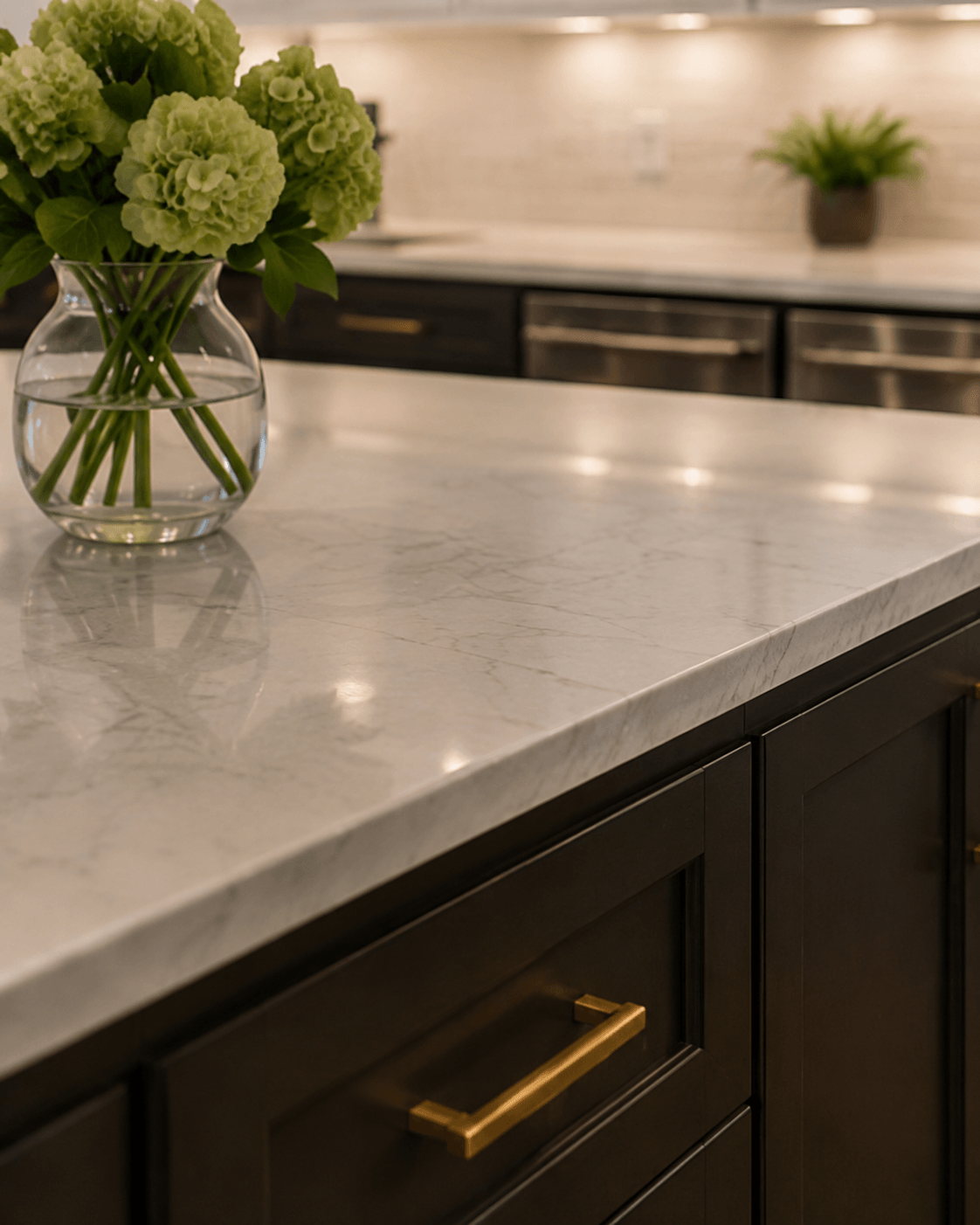 Kitchen countertop and finish detail from renovation work